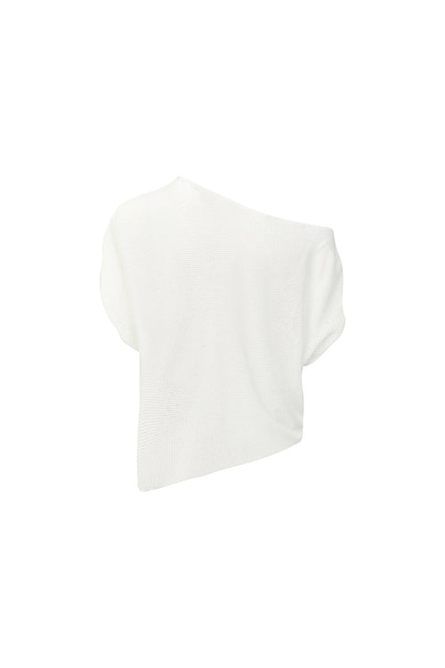White Relaxed Off-shoulder Collar Top - ANN ANDELMAN