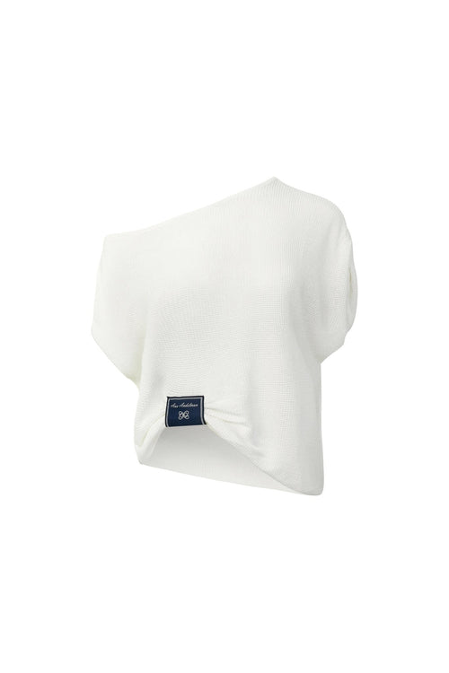 White Relaxed Off-shoulder Collar Top - ANN ANDELMAN