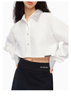 White Rhinestone - embellished Short Shirt - ANN ANDELMAN