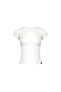 White Round Neck Short Sleeves with Label - ANN ANDELMAN