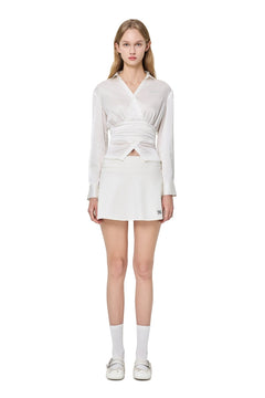 White Satin Fitted Shirt - ANN ANDELMAN