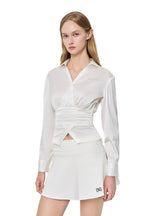 White Satin Fitted Shirt - ANN ANDELMAN