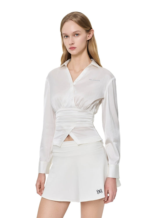 White Satin Fitted Shirt - ANN ANDELMAN