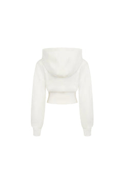 White Short Double Zipper High Waist Hoodie - ANN ANDELMAN