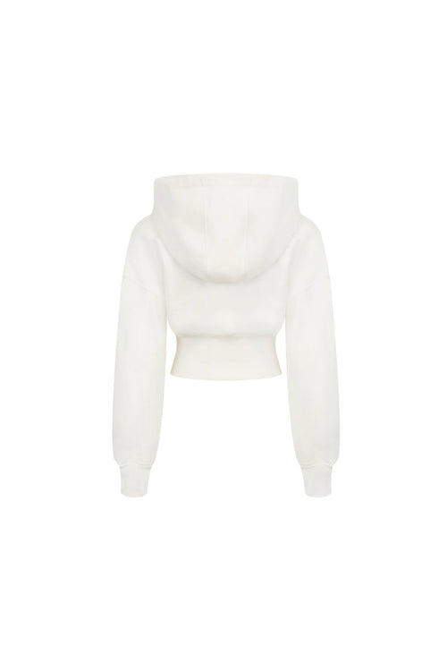 White Short Double Zipper High Waist Hoodie - ANN ANDELMAN