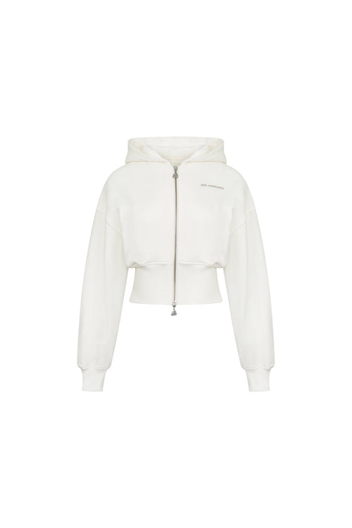 White Short Double Zipper High Waist Hoodie - ANN ANDELMAN