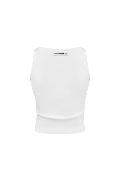 White Silk Scarf Tie - up Vest - ANN ANDELMAN