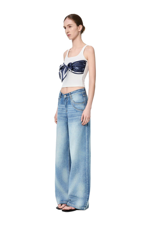 White Silk Scarf Tie-up Vest - ANN ANDELMAN