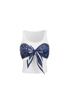 White Silk Scarf Tie - up Vest - ANN ANDELMAN