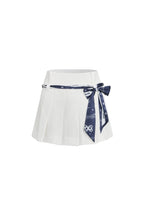 White Silk Scarf Tied with Pleated Skirt - ANN ANDELMAN