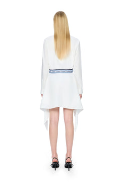 White Silk Scarf-trimmed Tie-up Shirt - ANN ANDELMAN