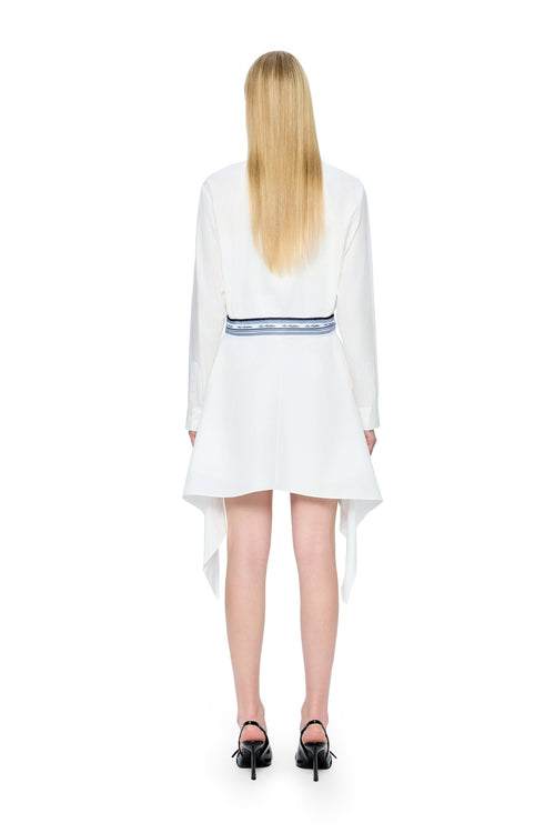 White Silk Scarf-trimmed Tie-up Shirt - ANN ANDELMAN