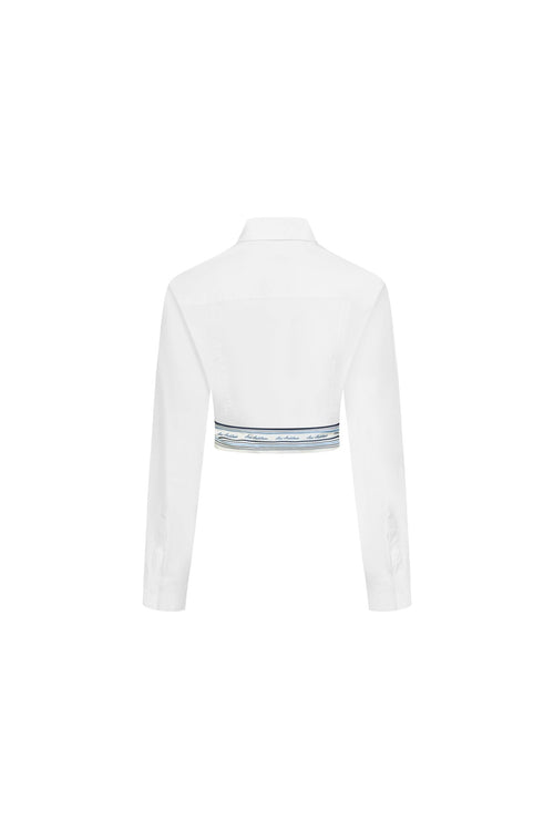 White Silk Scarf-trimmed Tie-up Shirt - ANN ANDELMAN