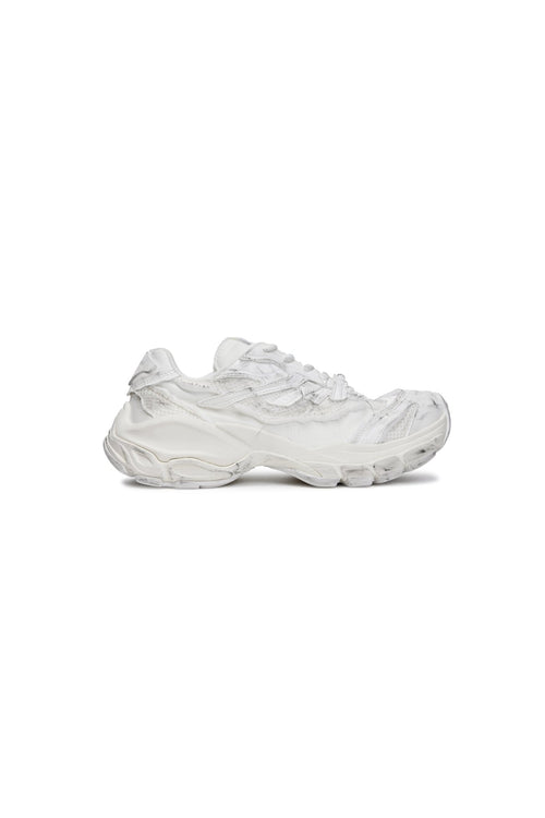 White Split Distressed Sneakers - ANN ANDELMAN