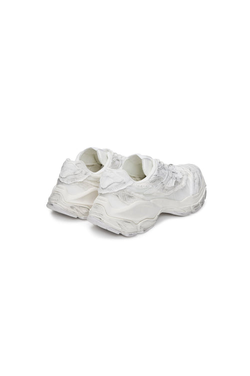 White Split Distressed Sneakers - ANN ANDELMAN