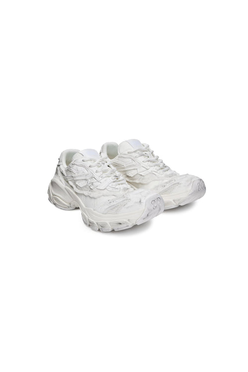 White Split Distressed Sneakers - ANN ANDELMAN