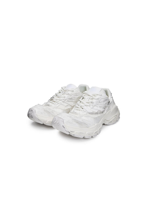 White Split Distressed Sneakers - ANN ANDELMAN
