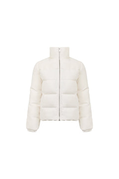 White Straight - cut Down Jacket With Lambswool Trim - ANN ANDELMAN