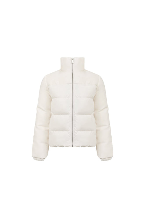 White Straight - cut Down Jacket With Lambswool Trim - ANN ANDELMAN