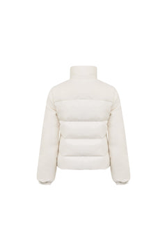 White Straight - cut Down Jacket With Lambswool Trim - ANN ANDELMAN