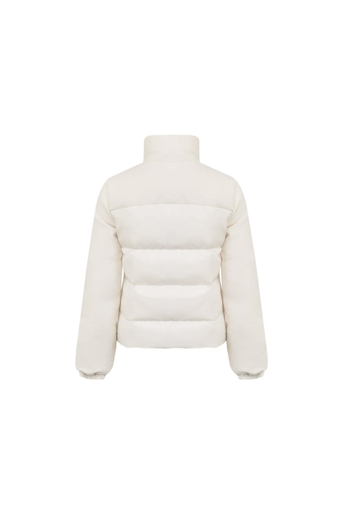 White Straight - cut Down Jacket With Lambswool Trim - ANN ANDELMAN