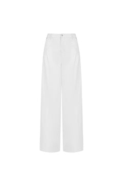 White Structural Curved Cargo Pants - ANN ANDELMAN