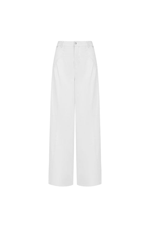 White Structural Curved Cargo Pants - ANN ANDELMAN