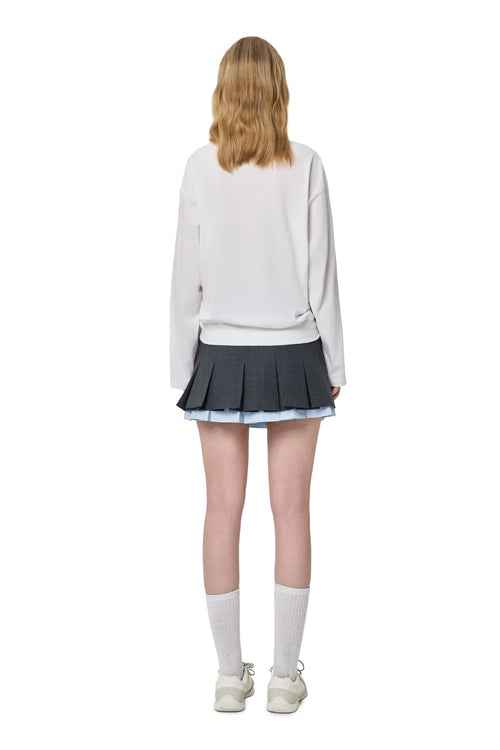 White T-shirt with Lace Trim Hem - ANN ANDELMAN