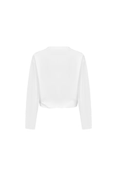 White T-shirt with Lace Trim Hem - ANN ANDELMAN
