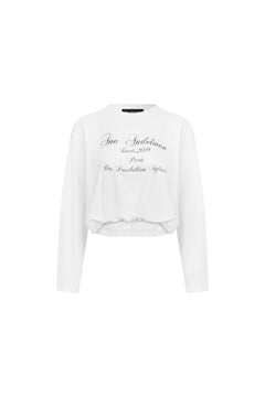 White T-shirt with Lace Trim Hem - ANN ANDELMAN