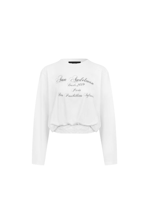 White T-shirt with Lace Trim Hem - ANN ANDELMAN