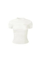 White Textured Jacquard Knit Short-sleeved T-shirt - ANN ANDELMAN