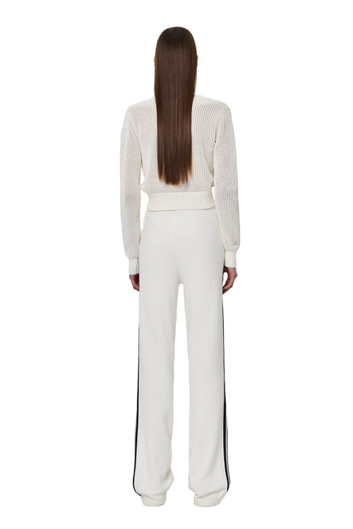White Tie - up Openwork Knit Top - ANN ANDELMAN