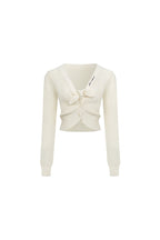 White Tie - up Openwork Knit Top - ANN ANDELMAN