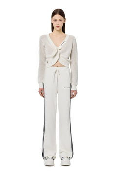 White Tie - up Openwork Knit Top - ANN ANDELMAN