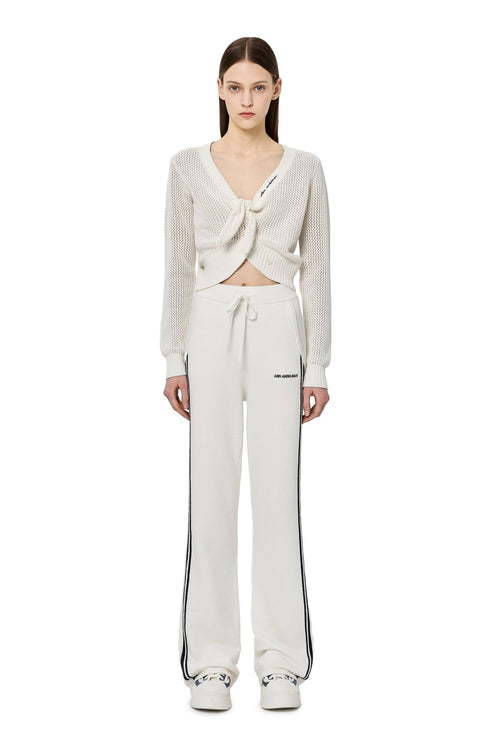 White Tie - up Openwork Knit Top - ANN ANDELMAN