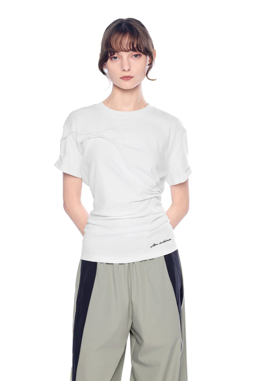 White Twist Fold T-shirt - ANN ANDELMAN