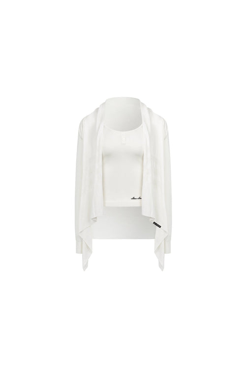 White Vest and Cardigan Two-piece Set - ANN ANDELMAN