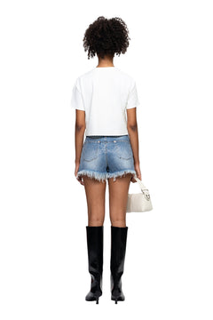 White Washed Distressed LOGO T-Shirt - ANN ANDELMAN