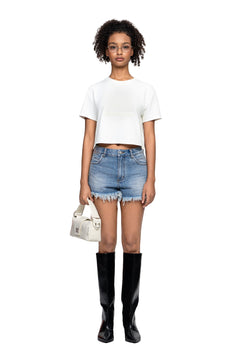 White Washed Distressed LOGO T-Shirt - ANN ANDELMAN