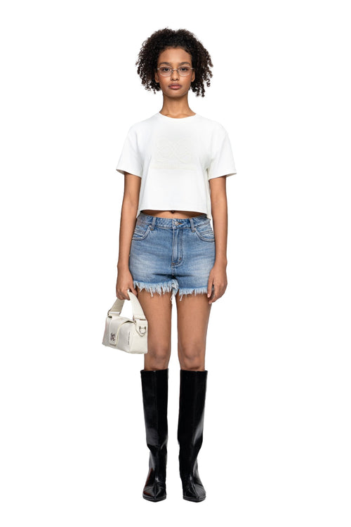 White Washed Distressed LOGO T-Shirt - ANN ANDELMAN