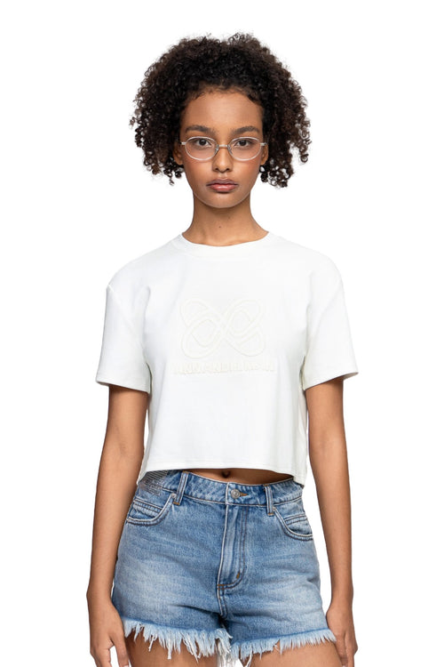 White Washed Distressed LOGO T-Shirt - ANN ANDELMAN