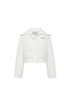 White Wool - Knitted Lapel Cropped Down Jacket - ANN ANDELMAN