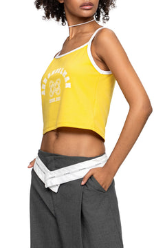 Yellow Basic Logo Printed Camisole - ANN ANDELMAN