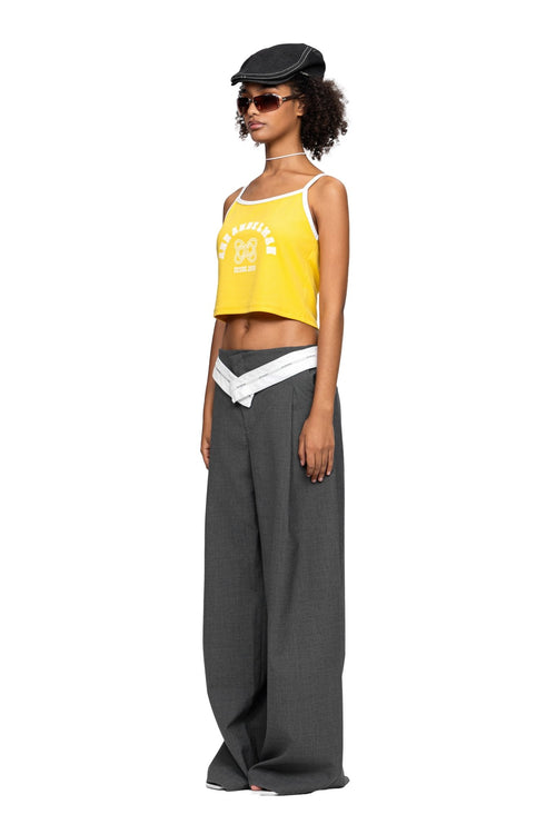 Yellow Basic Logo Printed Camisole - ANN ANDELMAN