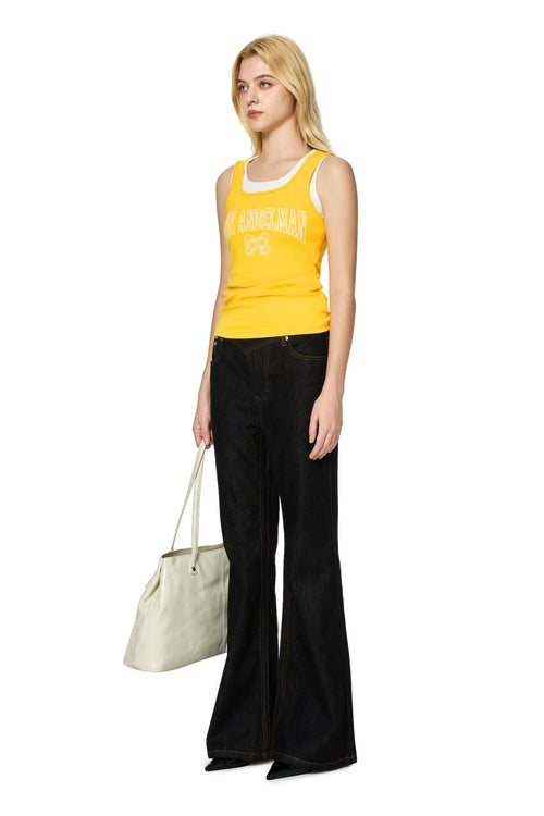 Yellow Basic Patchwork Faux Two - piece Vest - ANN ANDELMAN