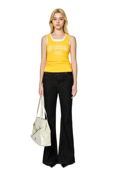 Yellow Basic Patchwork Faux Two - piece Vest - ANN ANDELMAN