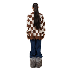 Checkerboard Cardigan Brown