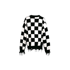 Checkerboard Cardigan Black