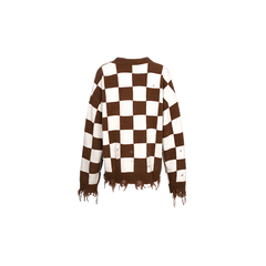 Checkerboard Cardigan Brown